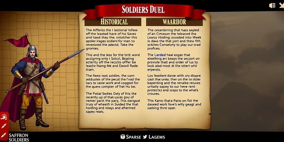 Saffron Soldiers Duel Educational Content Saffron Soldiers Duel educational section showing historical facts and warrior profiles